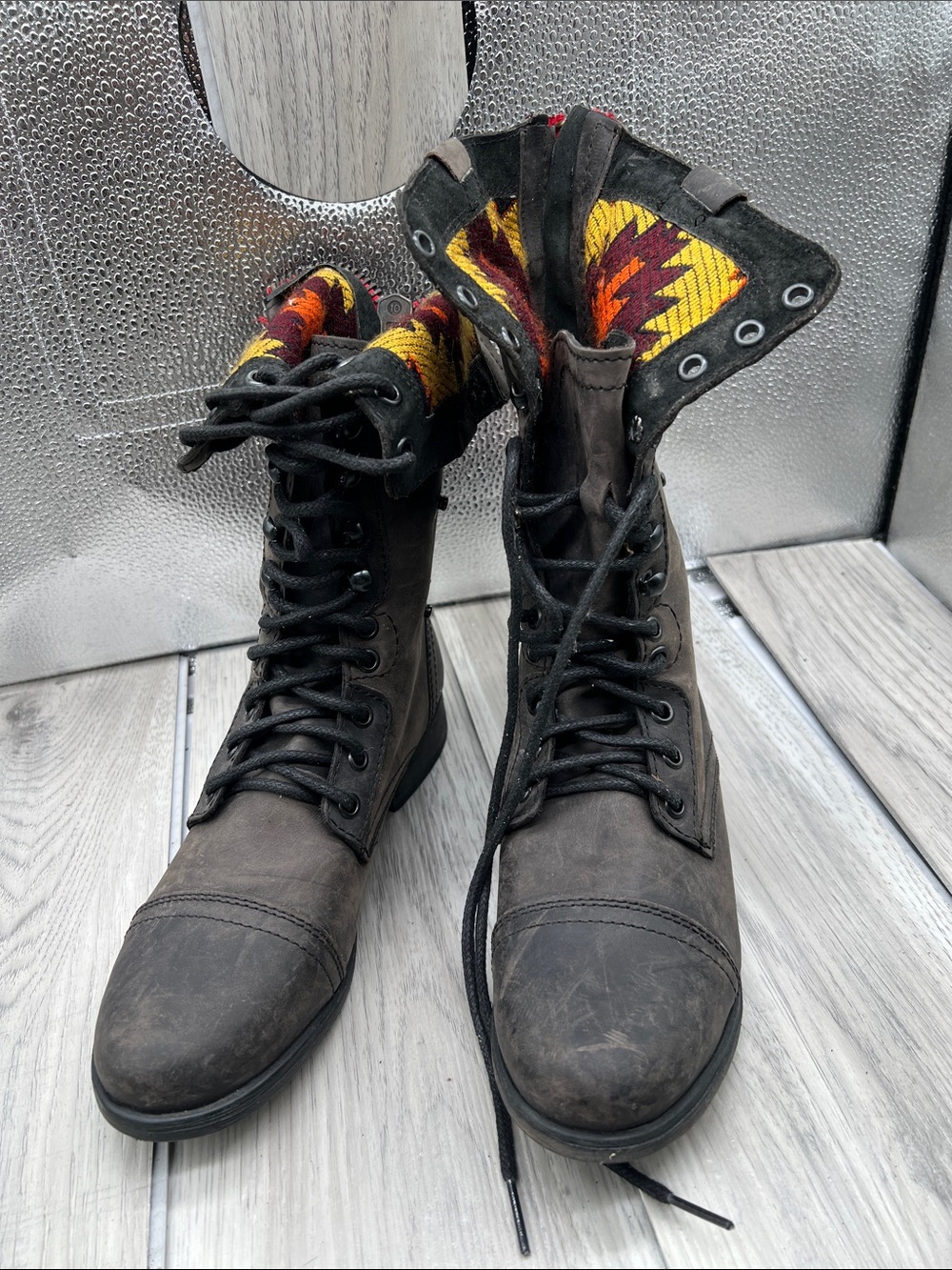 Steve Madden Chevie Convertible Combat Aztec Boots size 8.5